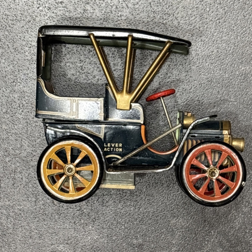 VTG Japan Early 1900s Antique Style Tin Litho Touring Car Windup Automobile Toy